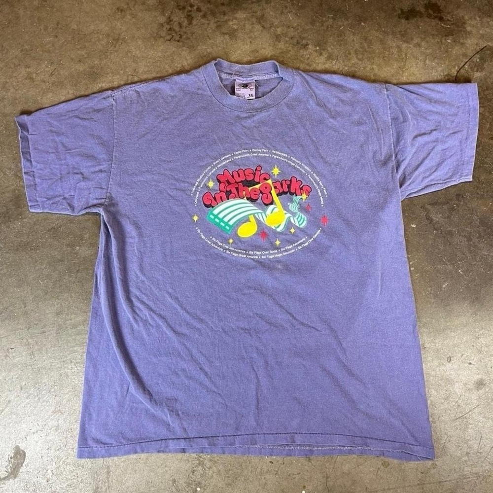 Vintage 90s single stitched Music in the Parks purple authentic pigment Men's XL